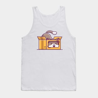 Cute Cat Playing In The Box Cartoon (3) Tank Top